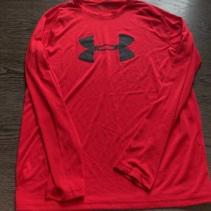 Under Armour Boys Youth Res Long Sleeve Heat Gear Shirt Size XL Loose Fit